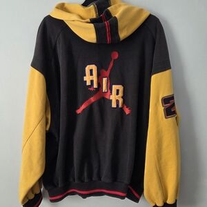 Vintage Y2K Rare Nike Air Jordan Black & Yellow Varsity Hoodie Jacket